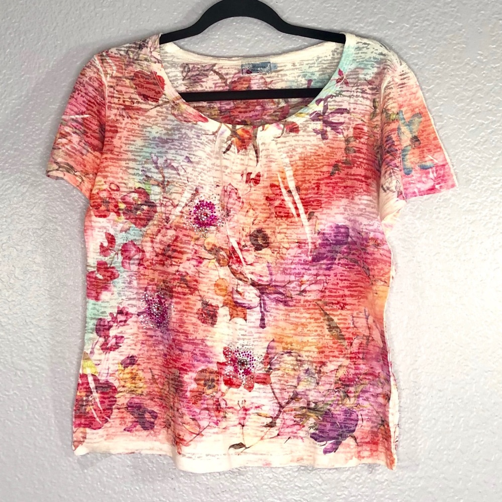 California Bloom Rhinestone Floral Top